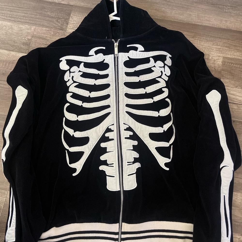 BooHooMan Exclusive Skeleton Zip Up Sweater